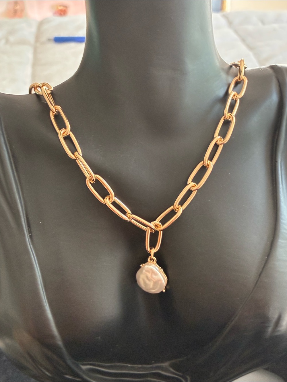 Nordstrom Gold-Link Chain Necklace with Pearl Pendant